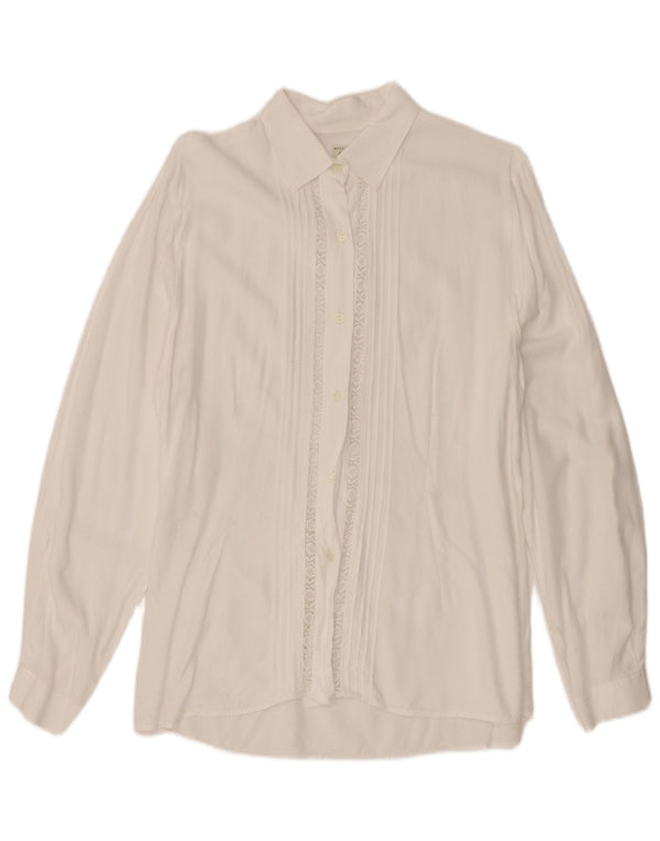 Sisley Chemise IT 46 Large Blanc Floral Viscose Femme