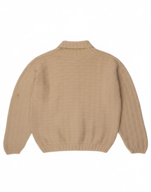 vintage Femmes Surdimensionné Col Châle Jumper Pull UK 18 XL Off White
