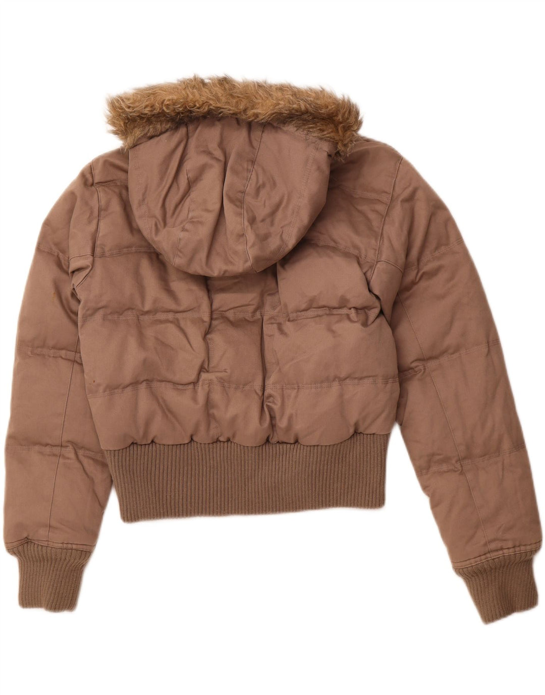 NIKE Veste rembourrée à capuche courte pour femme UK 8/10 Petit Marron Polyester