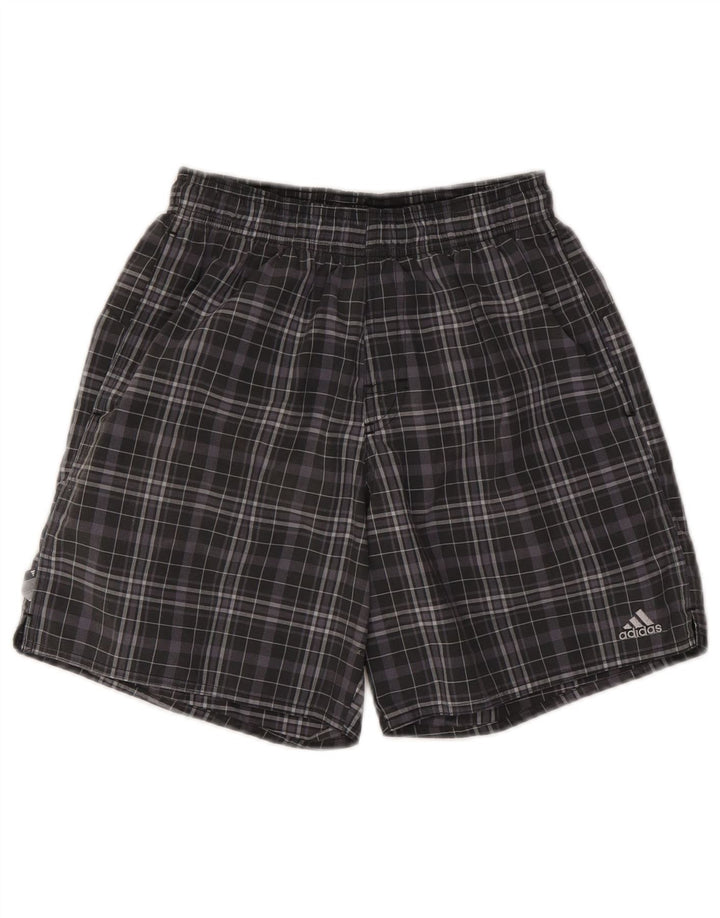 Adidas Short de sport pour homme XS Gris à carreaux Polyester