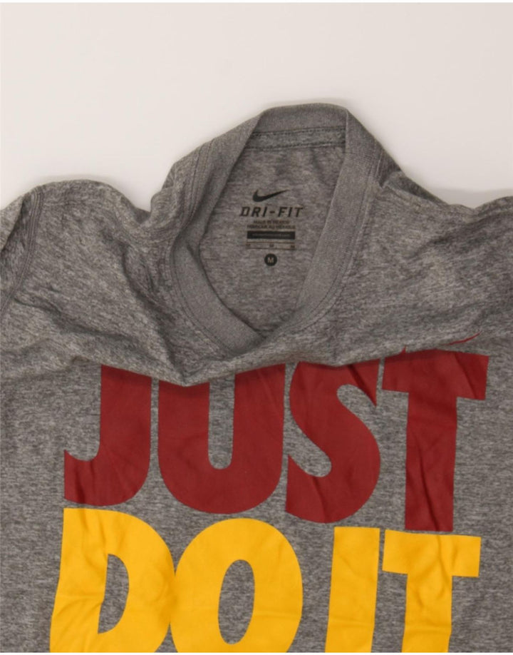 NIKE Boys Dri Fit Graphic Top Long Sleeve 10-11 Years Medium Grey Vintage Nike and Second-Hand Nike from Messina Hembry 