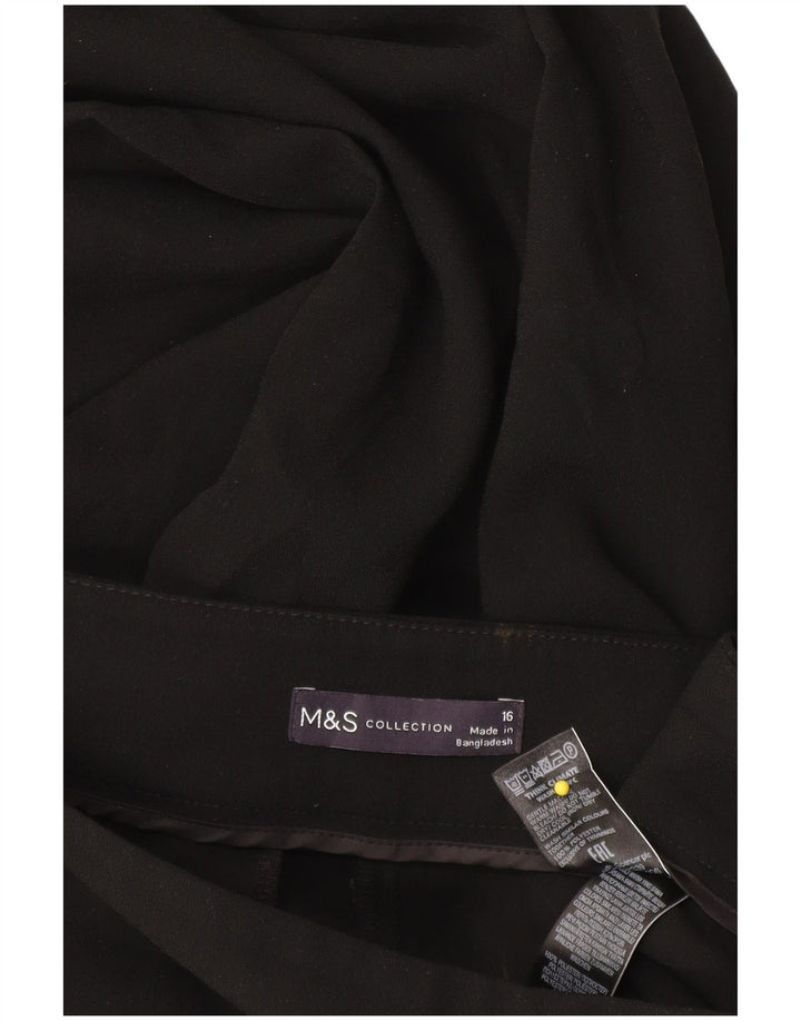 Marks & Spencer Pantalon Capri Femme UK 16 Large W34 L22 Noir Polyester
