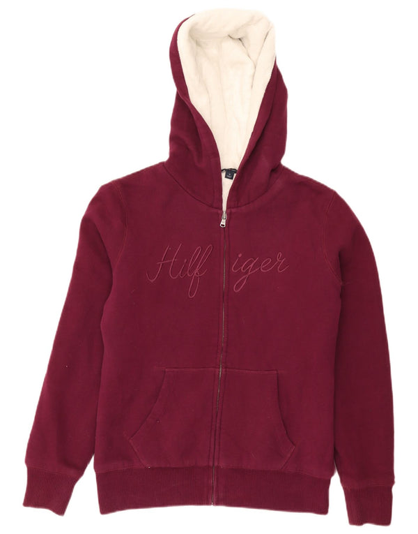 Tommy Hilfiger Pull à capuche zippé graphique Sherpa pour femme UK 14 Marron moyen