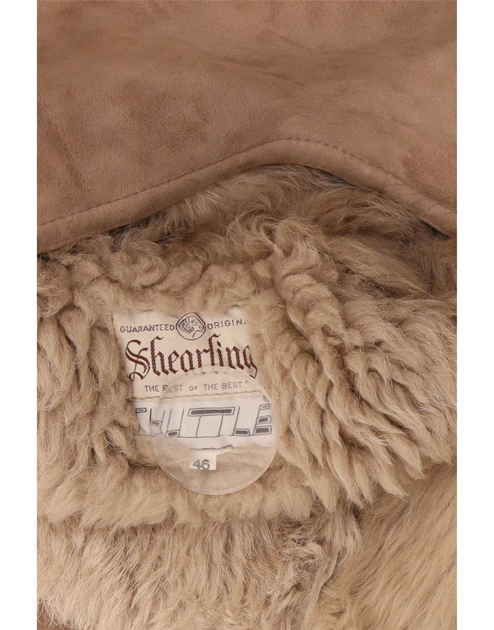 Veste en peau de mouton vintage pour femme IT 46 Large Beige