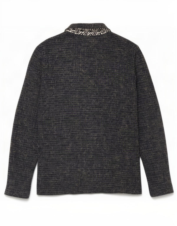 Zara Cardigan Homme Pull Large Bleu Marine Moucheté Coton