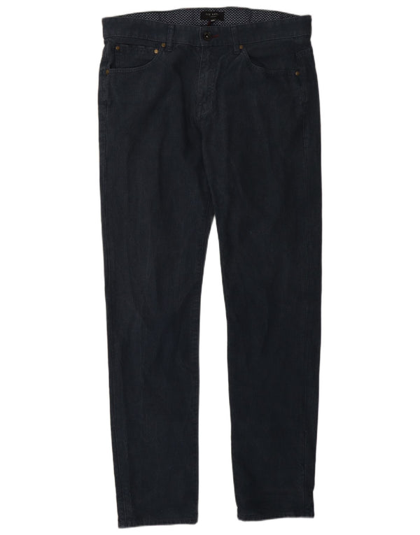 Ted Baker Pantalon décontracté slim pour homme W32 L30 Bleu marine en coton à chevrons