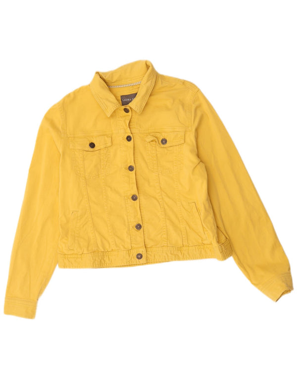 Laura Ashley Veste en jean surdimensionnée pour femme UK 14 Grand coton jaune