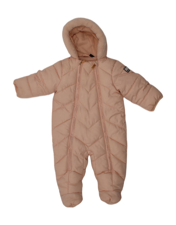 DKNY Baby Girls Hooded Padded Jumpsuit 6-9 Months  Pink Polyester Winter