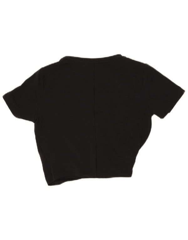 Nike Womens Dri Fit Crop T-Shirt Top UK 10 Petit Noir Polyester
