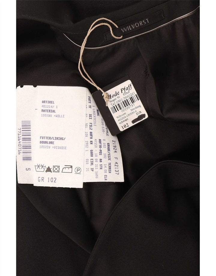 Wilvorst Veste Blazer 1 Bouton Homme EU 50 Grande Laine Noire