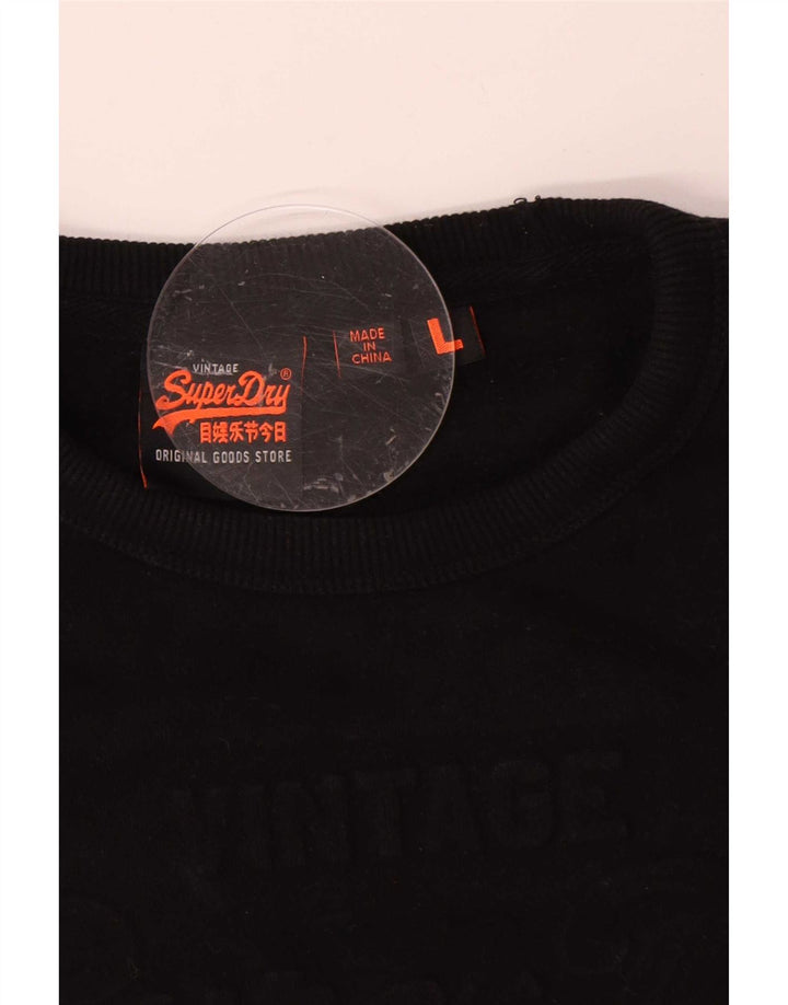 Superdry Sweat-shirt pour homme en coton noir Large