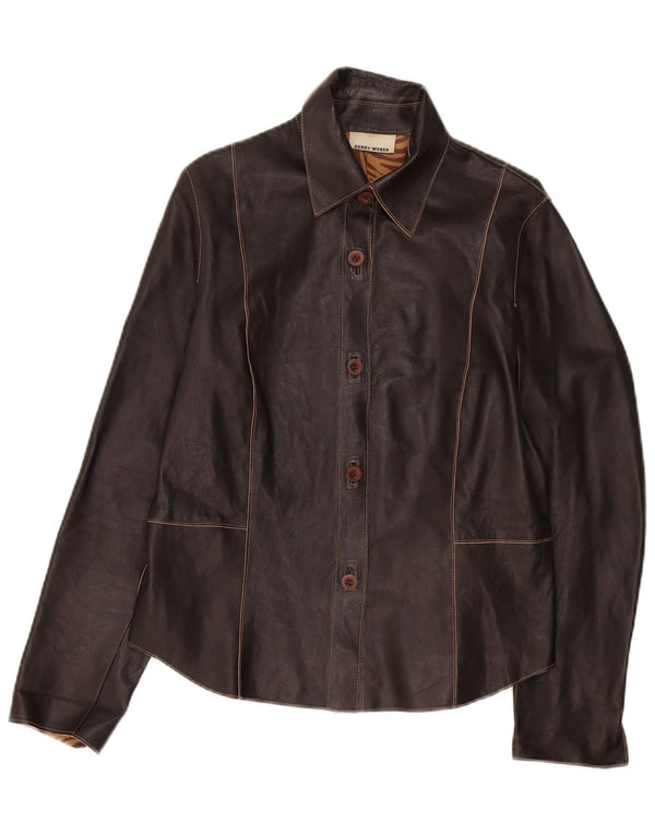 Gerry Weber Veste en cuir pour femme UK 14 Large Noir