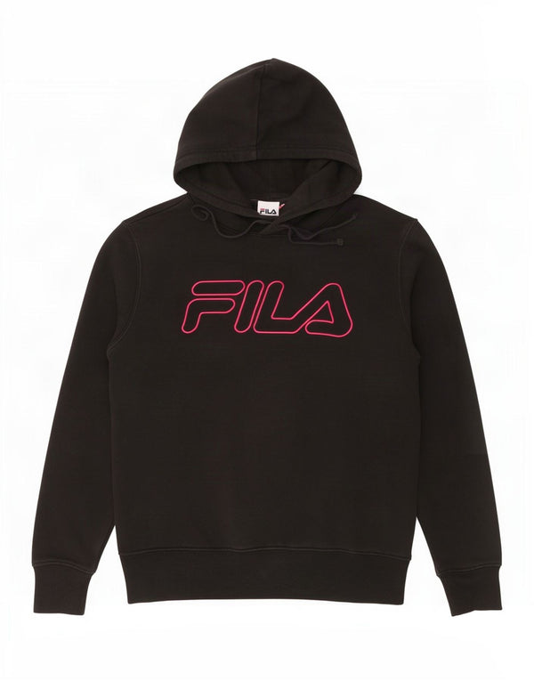Fila Pull à capuche surdimensionné graphique pour femme UK 10 Small Noir Coton