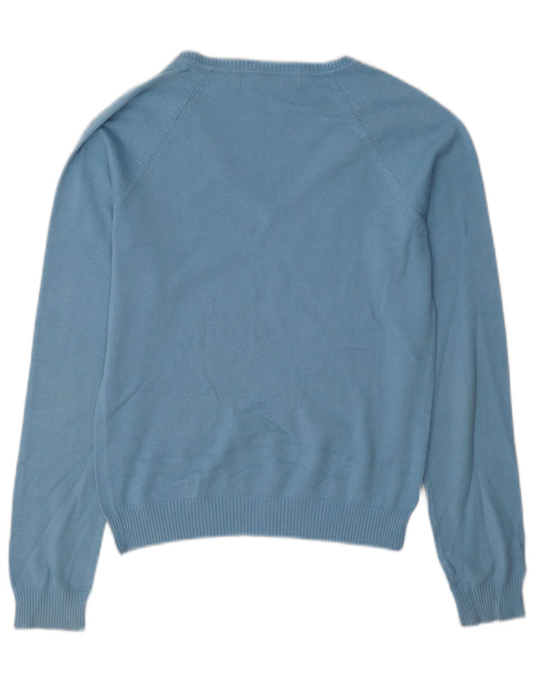 Zara Pull col en V pour femme UK 12 Bleu moyen Coton