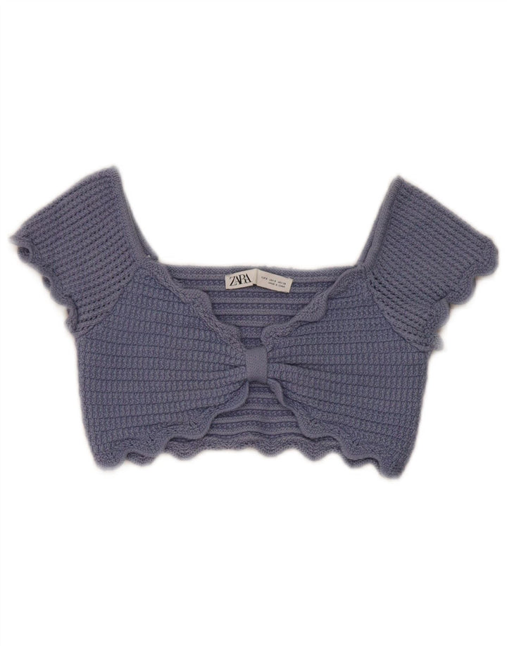 Zara Womens Knit Crop Top UK 8 Petit Bleu