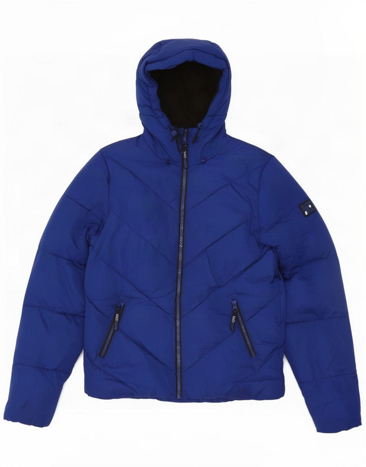 Superdry Veste matelassée à capuche pour hommes UK 38 Bleu moyen Polyester