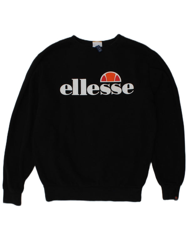 ELLESSE Sweat-shirt graphique surdimensionné pour femme UK 10 Small Noir