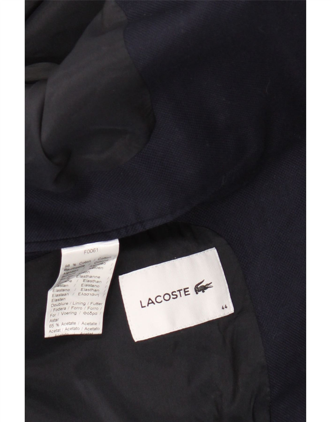 Lacoste Femme 1 Bouton Blazer Veste Taille 44 Grand Bleu Marine Coton