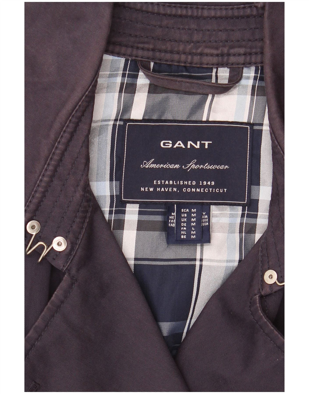 Gant Trench Coat Femme UK 14 Medium Bleu Marine Coton