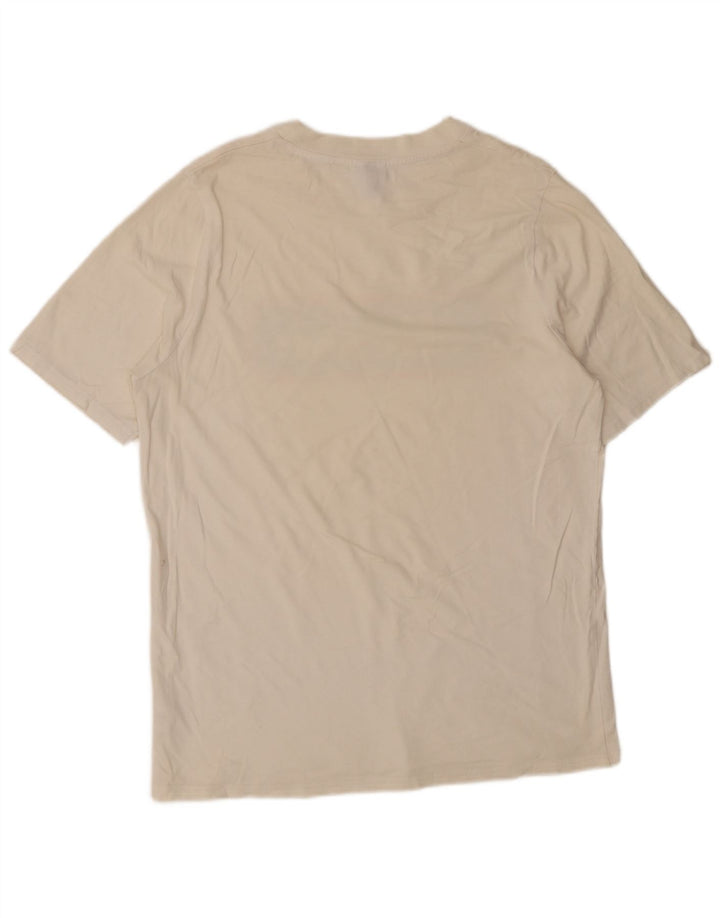 Ellesse Homme T-Shirt Graphique Haut Petit Blanc Cassé Coton