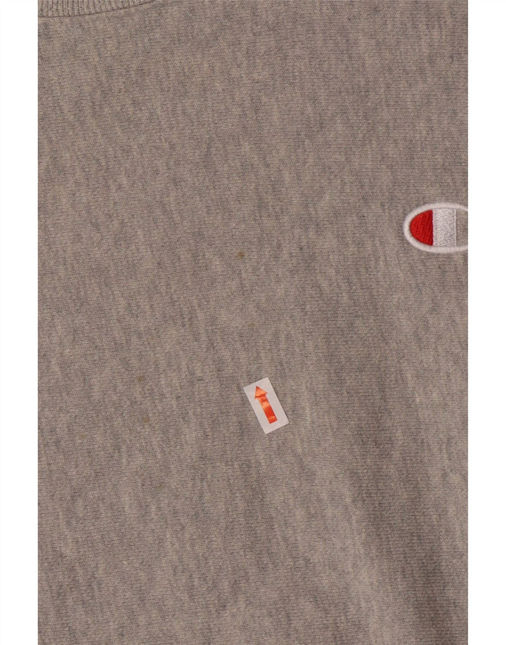 Champion Reverse Weave Crop Sweatshirt Jumper UK 6 XS Gris Coton