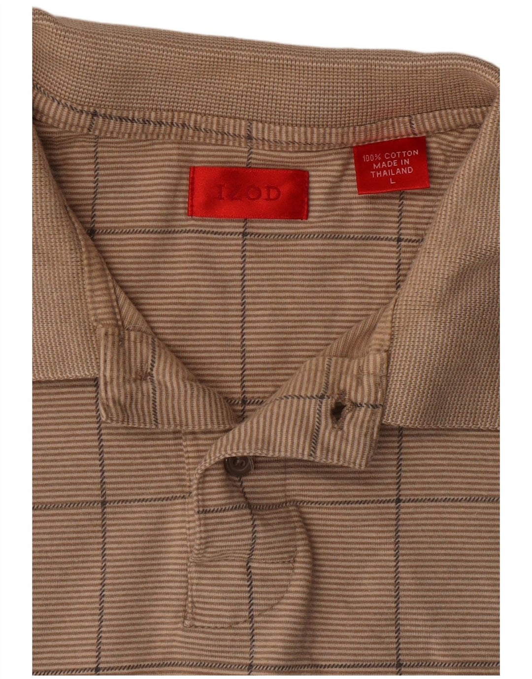 Izod Polo Homme Large Beige Géométrique Coton