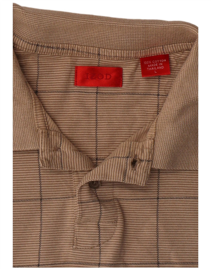 Izod Polo Homme Large Beige Géométrique Coton