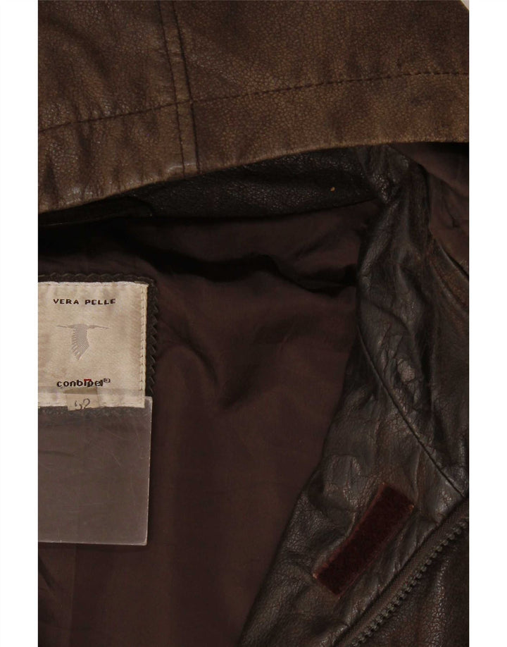 Conbipel Veste en cuir à capuche coupe ample pour homme IT 52 Large Marron