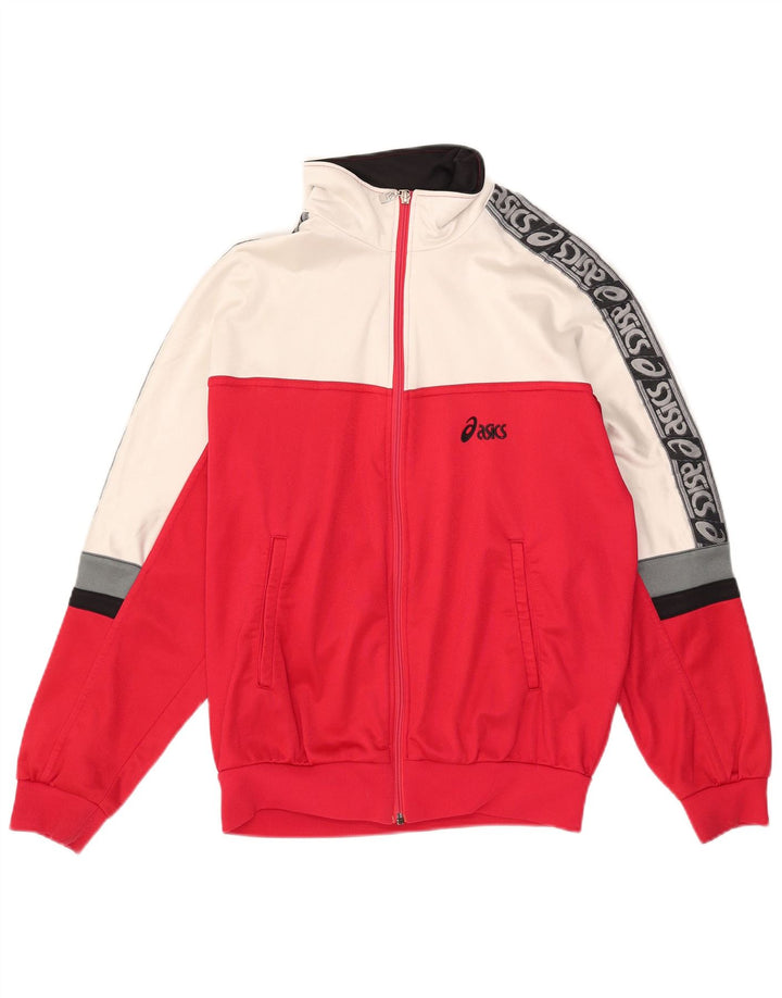 Asics Veste de Survêtement Graphique Homme IT 48 Nylon Colorblock Rouge Moyen