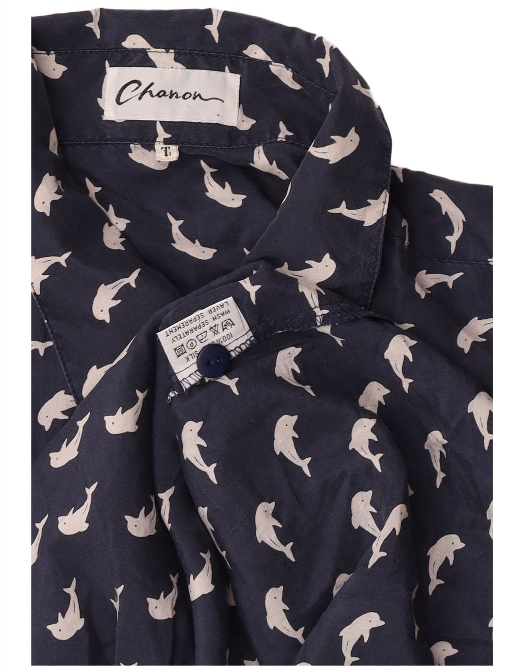 Chanon Femme Chemise Graphique À Manches Courtes Grande Soie Bleu Marine