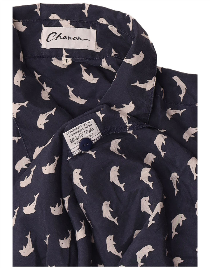 Chanon Femme Chemise Graphique À Manches Courtes Grande Soie Bleu Marine