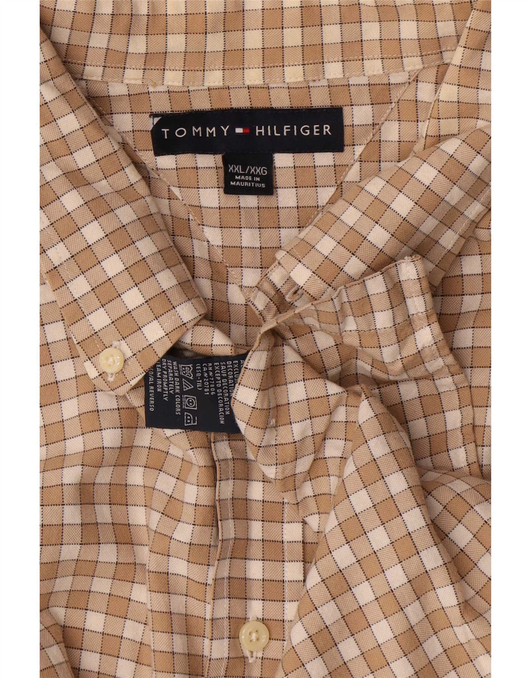 Tommy Hilfiger Chemise Homme 2XL Beige Carreaux Coton