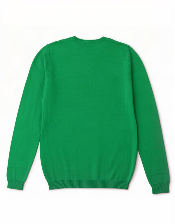 Benetton Pull à col rond pour garçon 13-14 ans 3XL Vert Coton