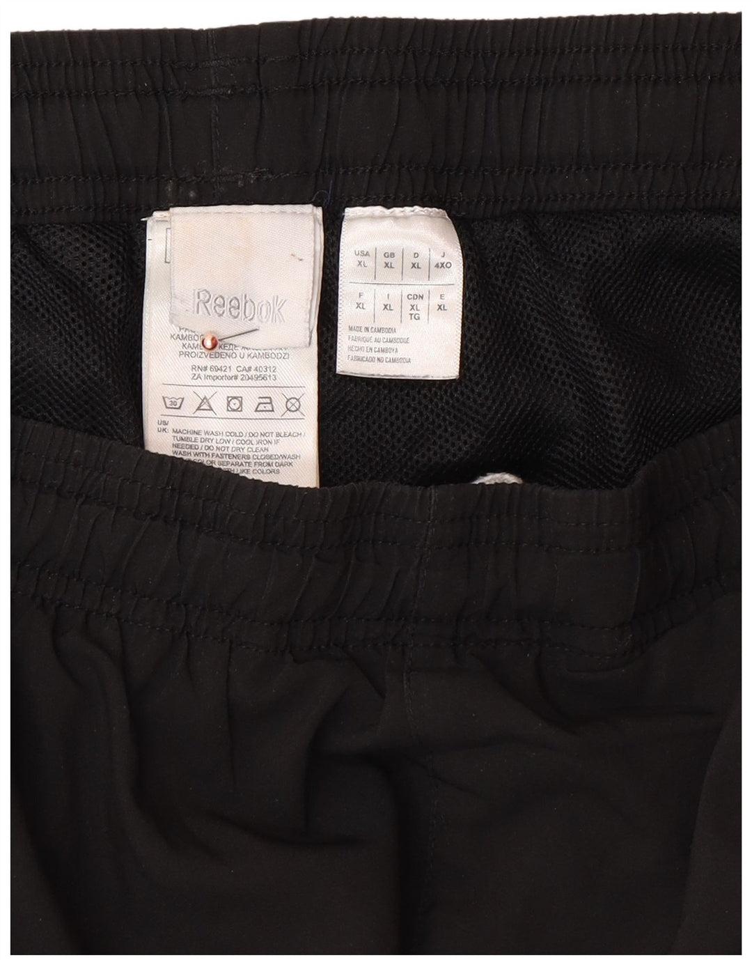 REEBOK Pantalon de Survêtement Homme XL Noir Polyester
