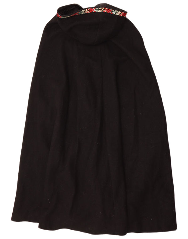 vintage Femmes Cape À Capuchon Manteau Taille Unique Noir Géométrique