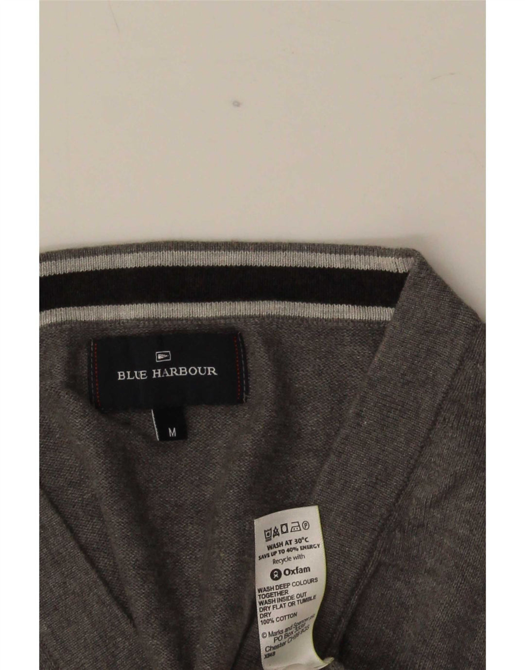 Marks & Spencer Pull Cardigan Blue Harbor Homme Gris Moyen Coton