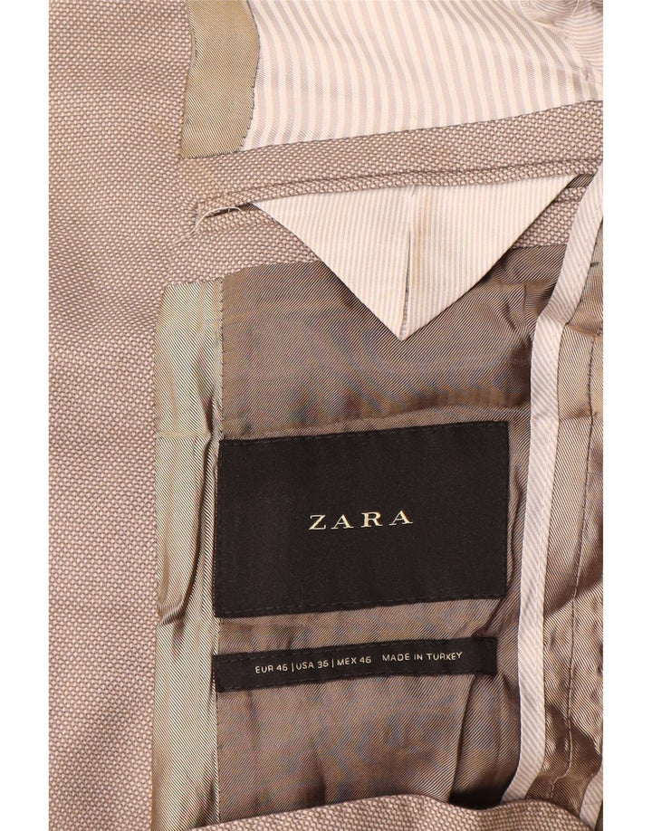Zara Veste Blazer 2 Boutons Homme EU 46 Petit Beige Polyester