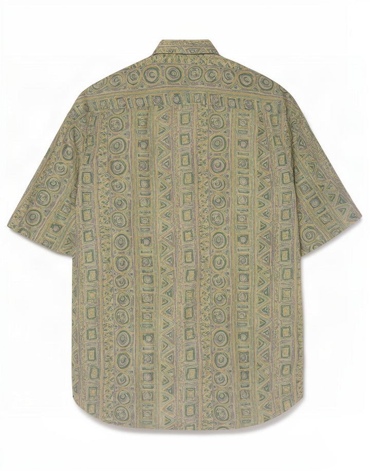 Rodrigo Chemise à Manches Courtes Homme Vert Moyen Géométrique