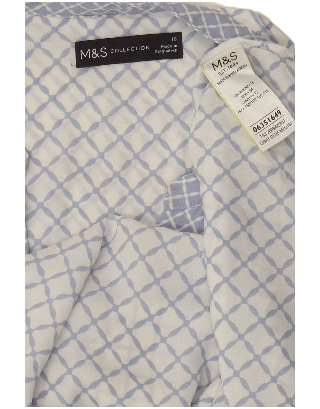 Marks & Spencer Chemisier sans manches pour femme UK 16 Grand Bleu Géométrique