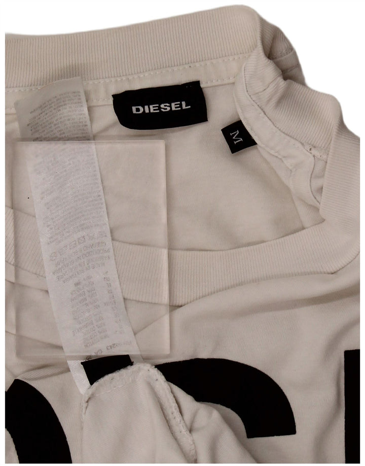 DIESEL T-Shirt Graphique Homme Blanc Moyen Coton