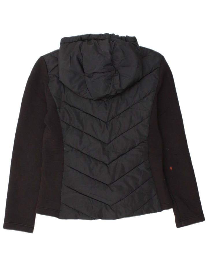 Zara Veste rembourrée à capuche pour femme UK 12 Viscose color block noir moyen