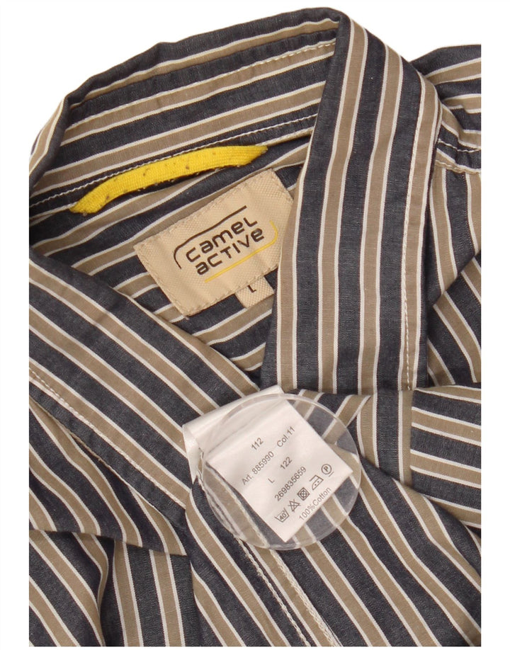 CAMEL ACTIVE Chemise Homme Large Bleu Marine Rayé Coton