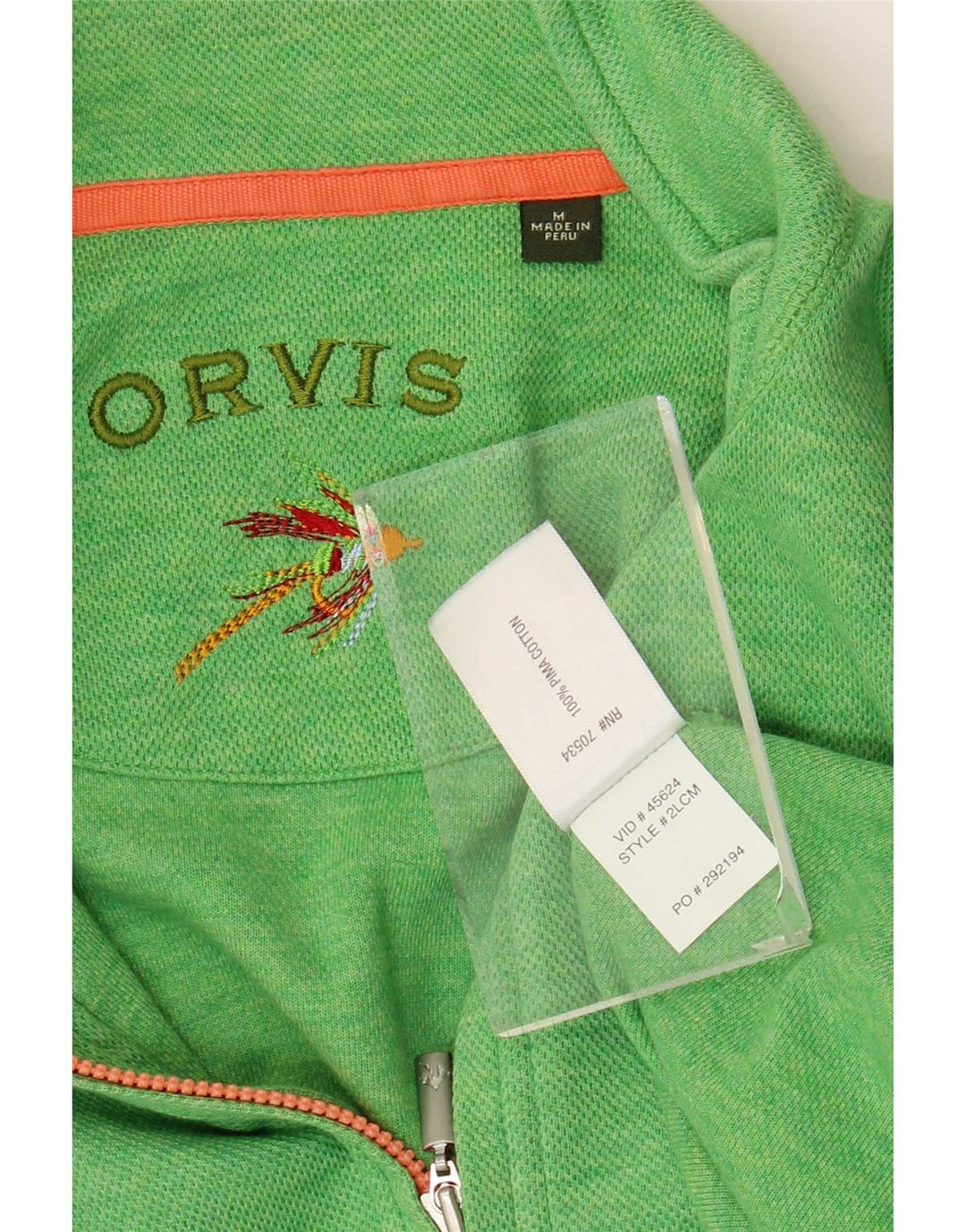 Orvis Pull col zippé pour homme en coton vert moyen