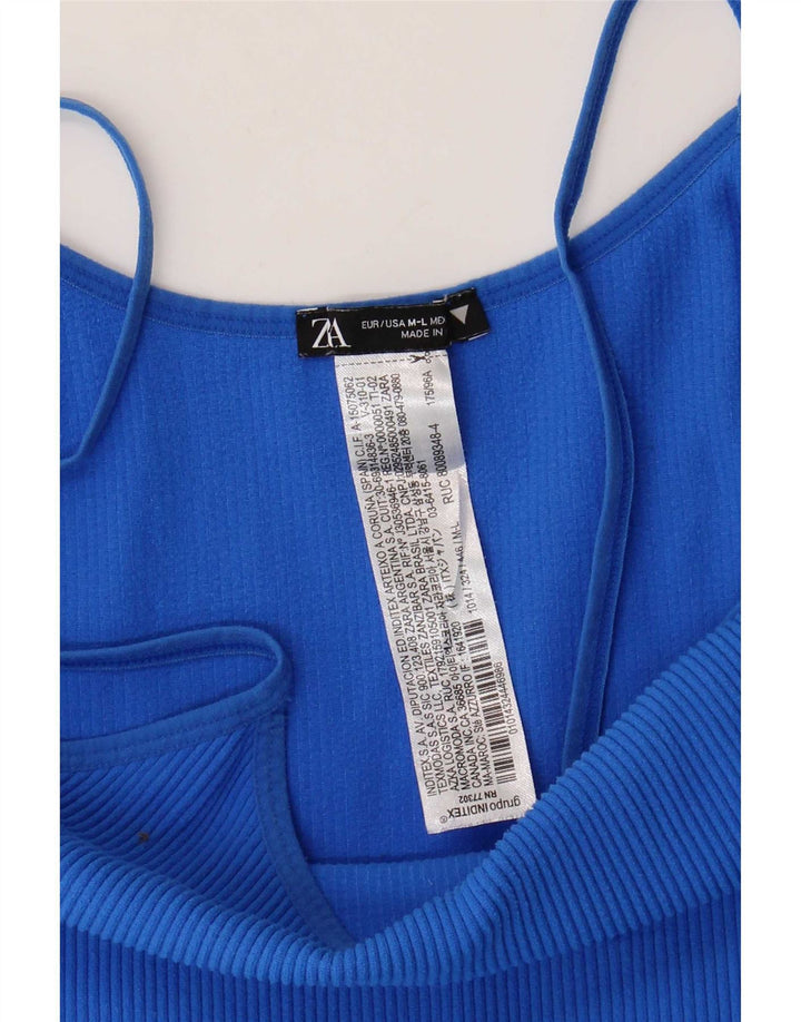 Zara Combishort sans manches pour femme UK 12 Bleu moyen Polyamide