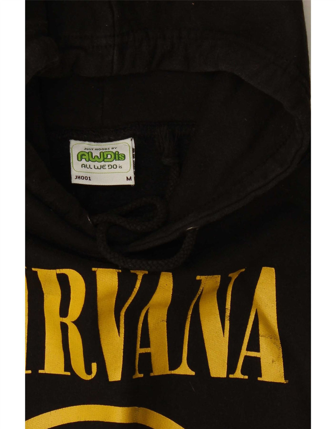 vintage Mens Nirvana Graphic Hoodie Jumper Moyen Noir Coton