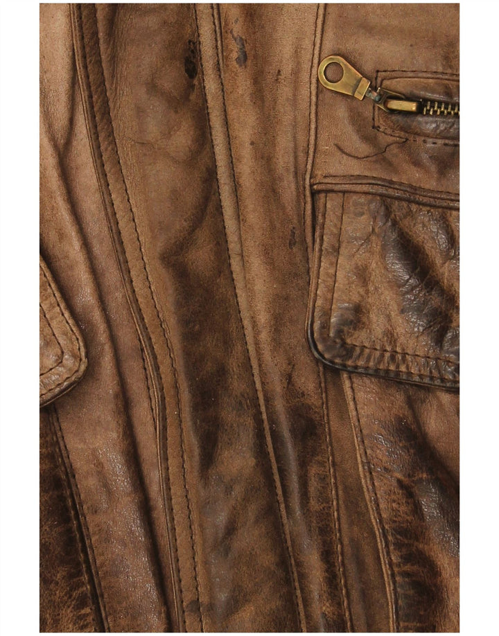 Gilet en cuir homme vintage IT 50 grand cuir marron