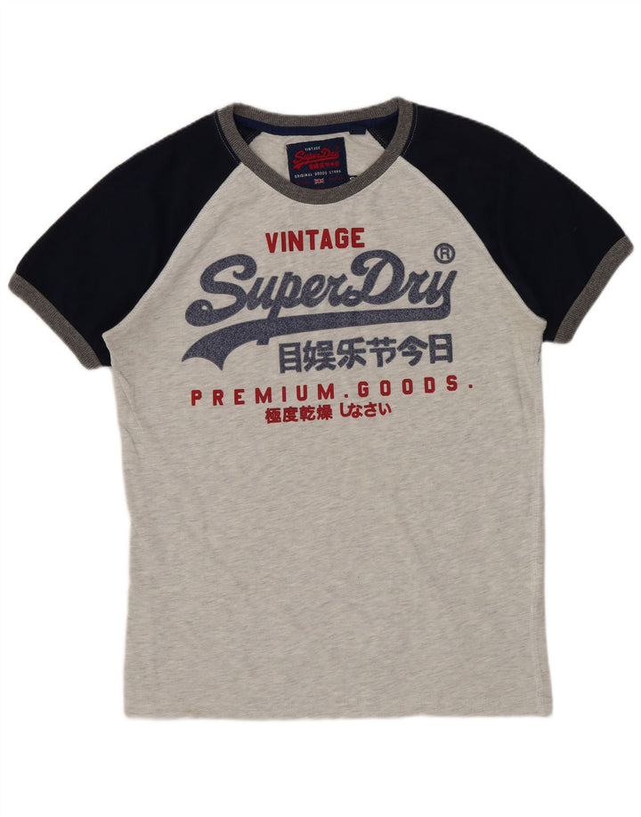 Superdry T-Shirt Graphique Homme Petit Gris Colorblock Cotton