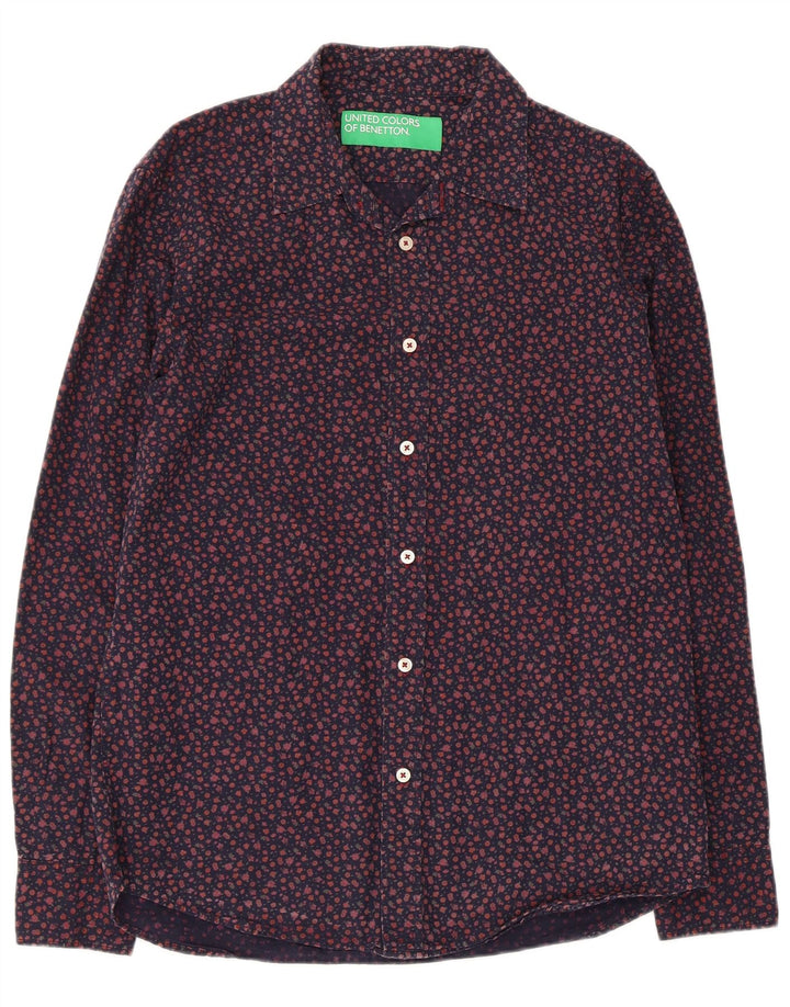 BENETTON Chemise Homme Bleu Marine Moyen Floral