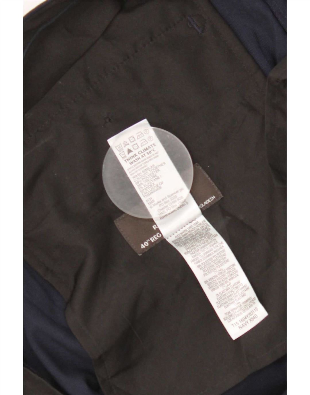 Marks & Spencer Pantalon décontracté coupe classique pour homme W40 L31 Bleu marine