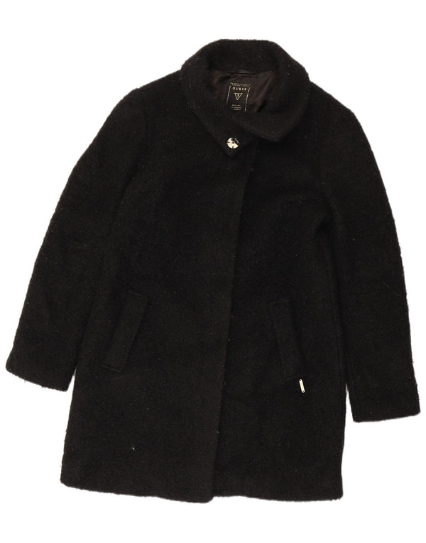 Guess Womens Overcoat UK 14 Large Black Wool